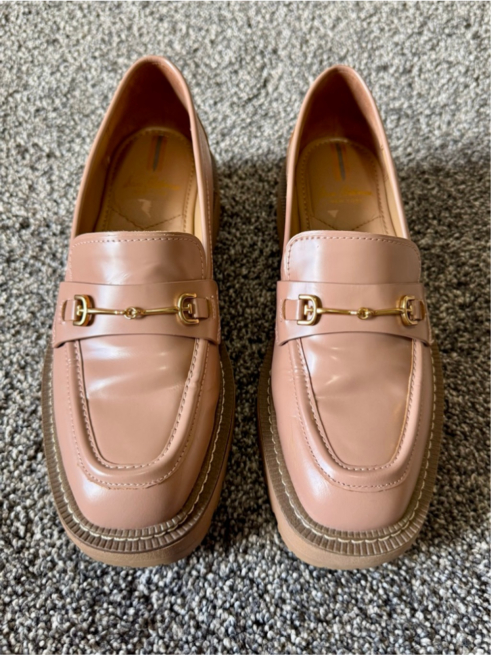 Women's Sam Edelman Laurs Lug Sole Loafer in Maple Sugar Box Leather Sz 7.5